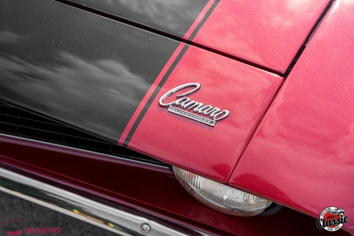 Chevrolet Camaro SS z 1969 roku, bordowy kolor, silnik 5,7l o mocy 300KM